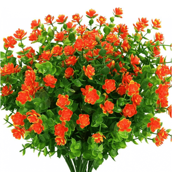 Kunstig blomsterbukett, oransje, 6 bunter