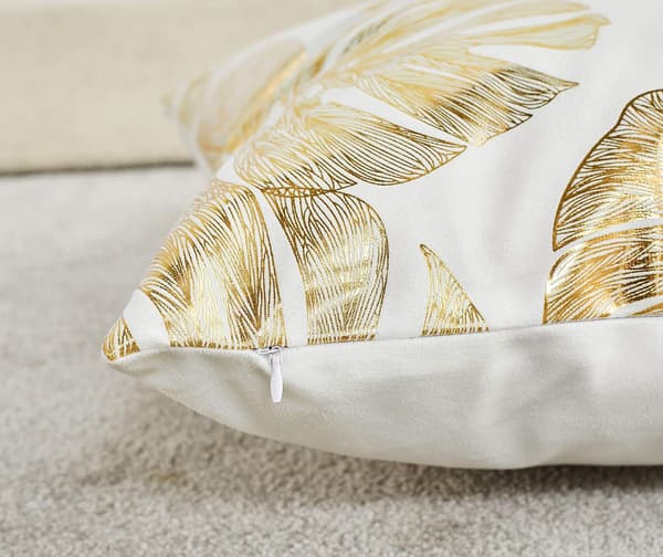 4-pack Dekorativa Kuddfodral med Gyllene Bladtryck 18 x 18 tum 45 x 45 cm för Soffa, Sovrum, Bil