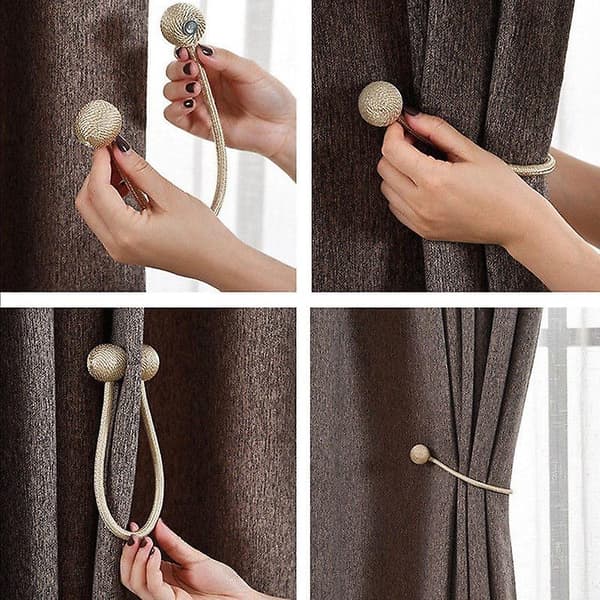 Par/2 Stykker Perle Magnetisk Kule Gardin Feste Klips Tilbehør Stang Hjem Dekorasjoner (Lyseblå) Light Blue