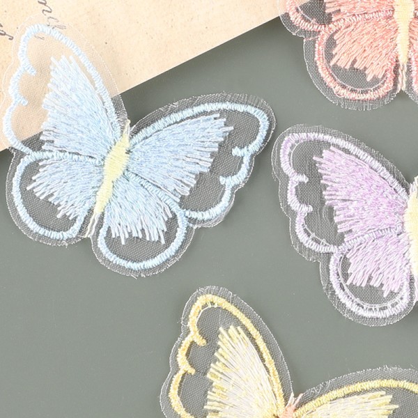 30 stykker Butterfly Lace-lapper, Computerbroderietiketter, Animal Butterfly Cloth Labels, Blondebroderi-klistermærker, DIY-håndkontotilbehør, P