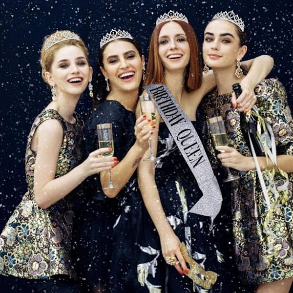Fødselsdagskroner til kvinder Fødselsdagsdronning Sash & Rhinestone Tiara Sæt Fødselsdagstiaraer og Sash til kvinder