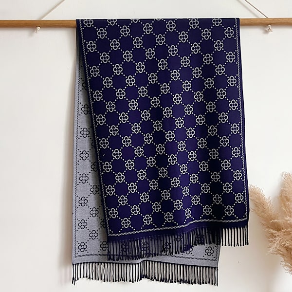 Jacquard-designet vinter dobbeltsidet tørklæde cashmere blød varm lang kvast cashmere sjal kold vindsikkert tæppe tørklæde 4