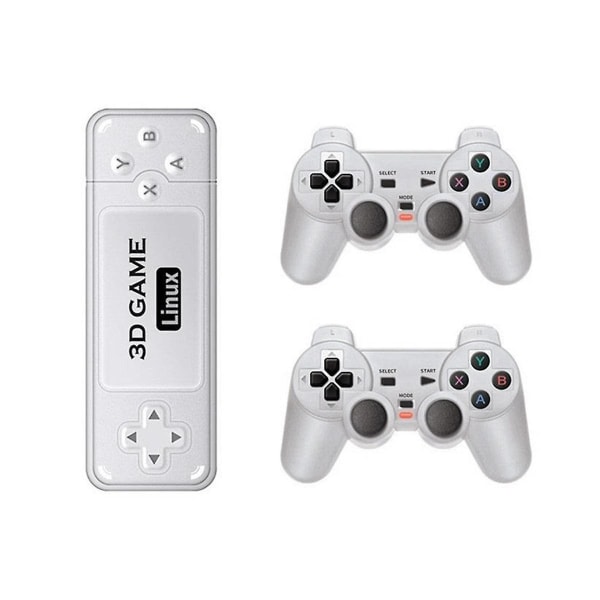 Y6 Game Console Home Video 4k Hd Game Stick 2,4g trådlös Dual Player Controller Videospel Media P White