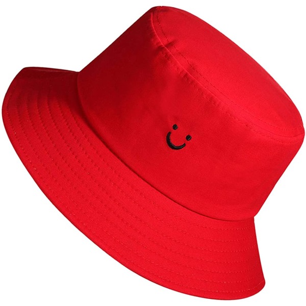 Bucket Hats Sommerrejser Strandsolhat Udendørs kasket Unisex 2pack（Sort/Rød）