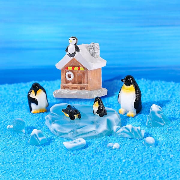 Mini Pingvin Isterning Scene Dekor – Resin Mikro Landskabstilbehør
