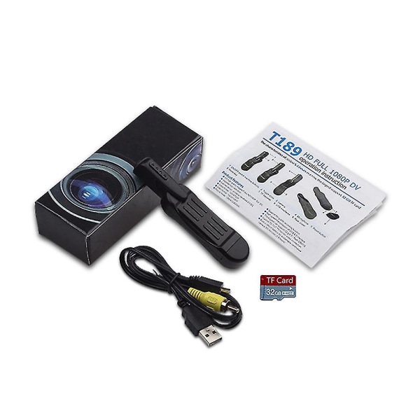 Bærbart kamera med klip, bærekamera minikamera mikrovideooptagere