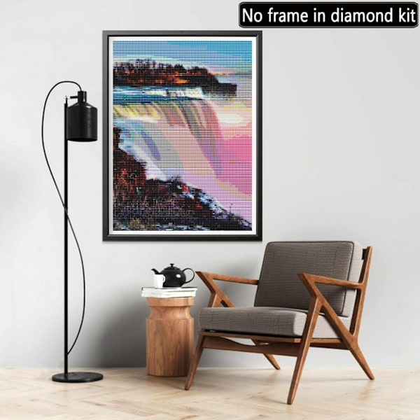 Yomiie 5D Timanttimaalauspakkaukset Vesiputousmaisema Aikuisten ja Lasten Pyöreä Täysporaus, DIY Timanttitaide Ristinommel (12x16 tuumaa)