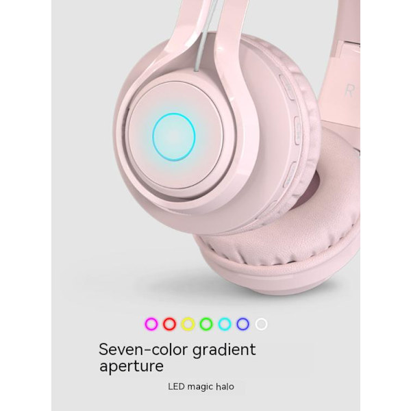 Headset Trådløst Bluetooth Headset Gaming Headset Børn LED Belysning Computer Gaming Headset Pink
