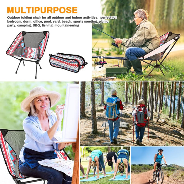 Sammenfoldelig campingstol med bæretaske Bærbar letvægts foldbar campingstol med bæretaske til udendørs, fiskeri, festival, BBQs