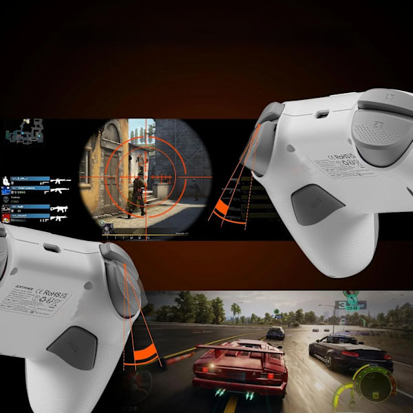D6 Vit Bluetooth 5.2 Teleskopisk Gamepad, Kompatibel med Android, iOS, PS3, PS4, Switch, iPad