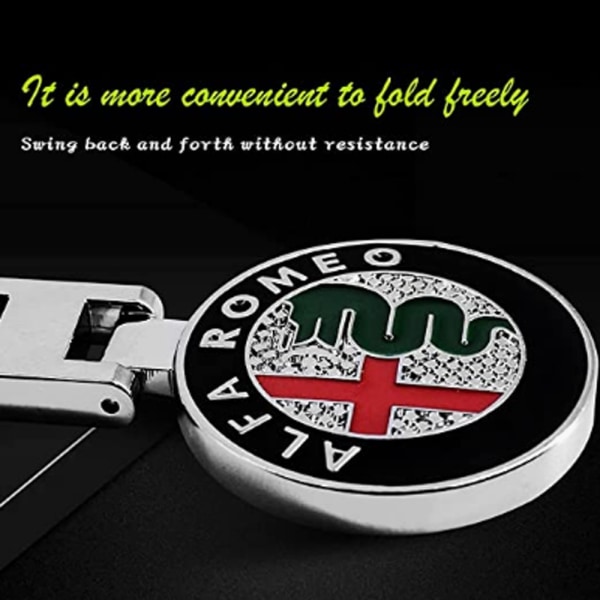 2stk Dobbeltsidig Alfa Romeo billogobil med metall nøkkelring anheng