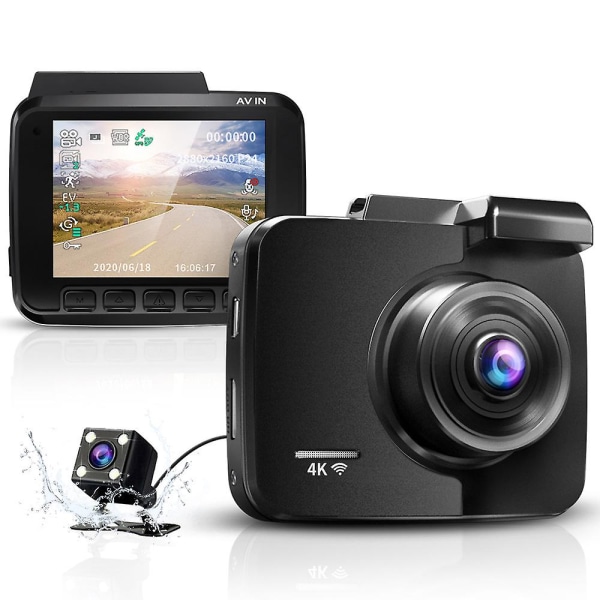 Azdome 4k bilkamera med backkamera 5ghz wifi Gps Dashcam bil fram bak med parkeringsövervakning Rörelsedetektering G-sensor Loop inspelning bred