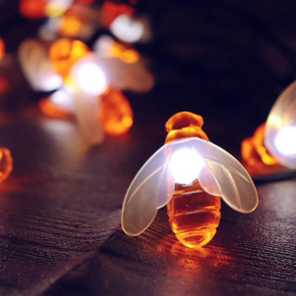 1 stk. solcellehagelys, 5M Bee Fairy String Light 8 moduser Vanntett utendørs/innendørs hagelys (hvit) B
