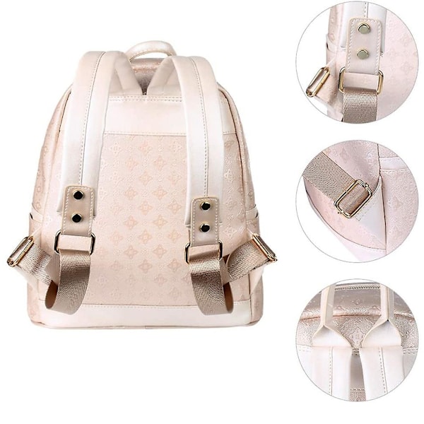 Ryggsäck Dam Elegant PU Läder Ryggsäck Flickor För Kvinnor Svart (d-583-a) Beige