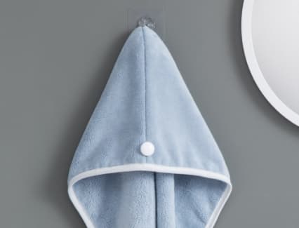 Dame Badeværelse Super Absorberende Hurtigtørrende Tykt Mikrofiber Badehåndklæde Tør Hår Hætte Knap Badehåndklæde Blå B