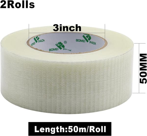 Klar Bi-Directionell Filamenttejp Bindning Kraftig Tejp (50m x 50mm 2-pack)