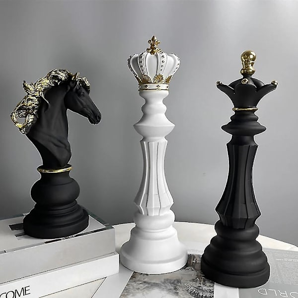 Harts Resin Retro Internationellt Schackfigur för Inredning Vit S