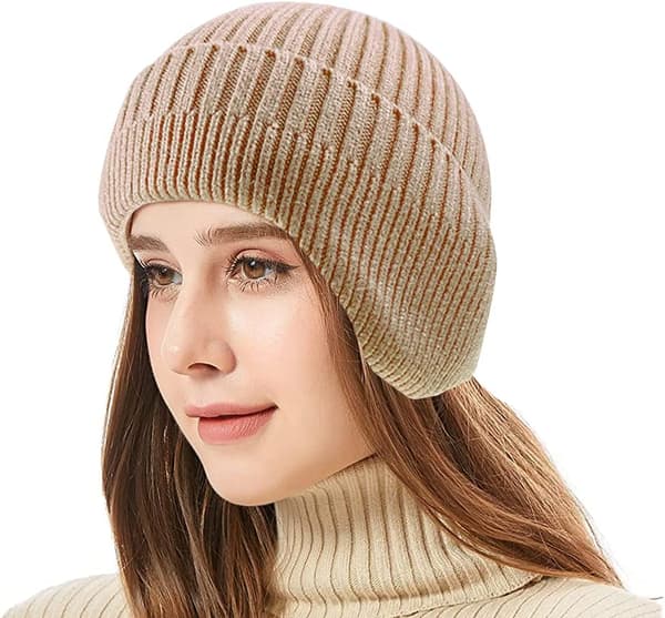 Vinterlue med øreklaffer Ulllue Hodevarmer Beanie for menn og kvinner Utendørs 1