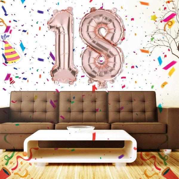18 års fødselsdagsdekoration, festballoner 18 års nummerballoner til 18 års bryllupsdag Fødselsdagsfestdekoration heliumballoner (18 R