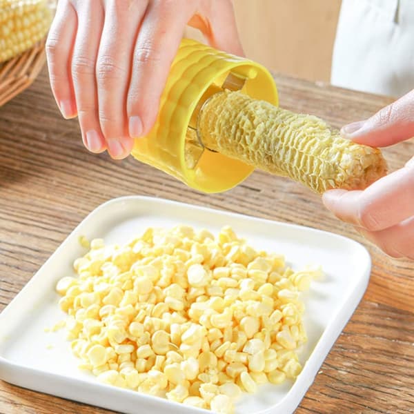 1-pack majsskärare i rostfritt stål, majsseparator, köksredskap (gul)