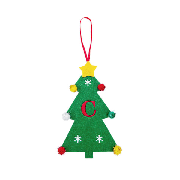 Nye filt juletrpynt 2024 Mini juletrbroderi Engelsk bokstav julepynt Små hengende deler Christmas Tree [C