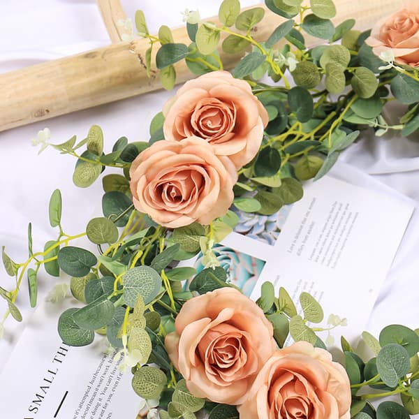 Kunstig Rose Pengeblad Ranke, Lys Brun, 2 Stykker