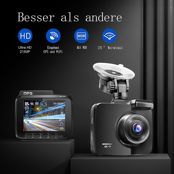Azdome 4k -autokamera peruutuskameralla 5 GHz Wifi Gps Dash Cam -auton etuosa, jossa pysäköintivalvonta Liikkeentunnistus G-sensorin silmukan tallennus leveä