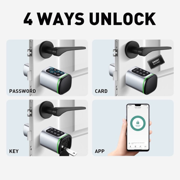 Digital Adgangskode RFID Kort Euro Bluetooth Cylinder Lås Biometrisk Elektronisk Smart Dør Lås