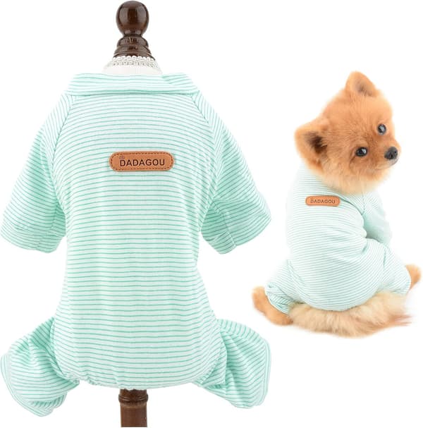 Stribede bomulds pyjamas til hvalpe katte drenge piger hvalpe jumpsuits indendørs pullovers til York Chihuahuas, 10377