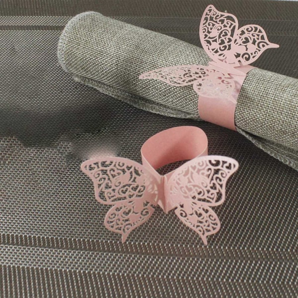 50st 3d Butterfly Paper Servettringar för bröllop Festbordsdekor