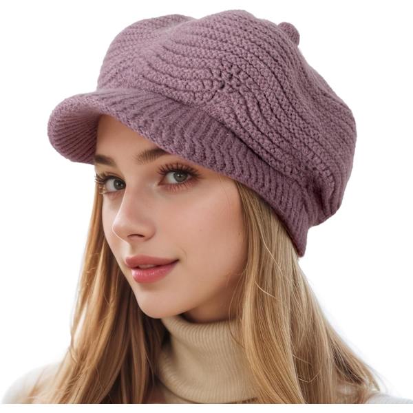 Damer Vinterhatte - Varmt Strikket Visirhat Damer Fleeceforet Varmt Fleece Spids Beret 7