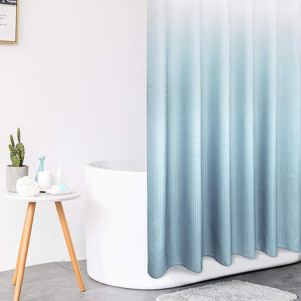 Dusjforheng, Polyester badekar dusjforheng for bad med 12 kroker Vanntett dusjforheng liner blå grå B