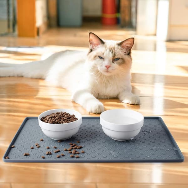 Katte- og hundemadsmåtte, 1 cm hævet kant, skridsikker kattefoderbakkemåtte