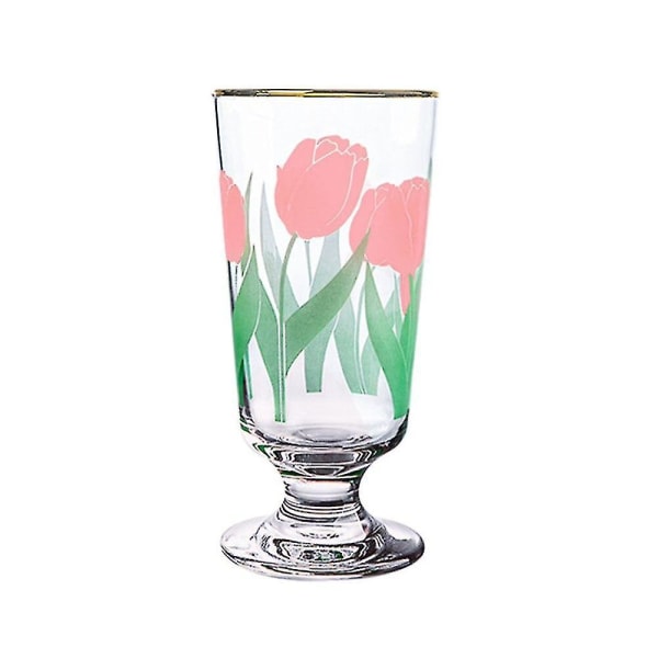 Goblet Water Cup Tulip Daisy Vintage Juice Coffee Cup Footed Glasses Kort Glass