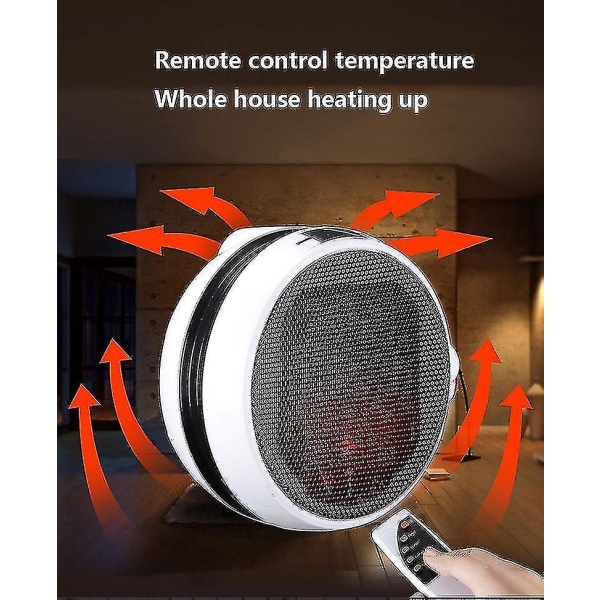 Bærbar elektrisk rumvarmer med termostat, 1000w sikker varmeblæser, fjernbetjening, led display