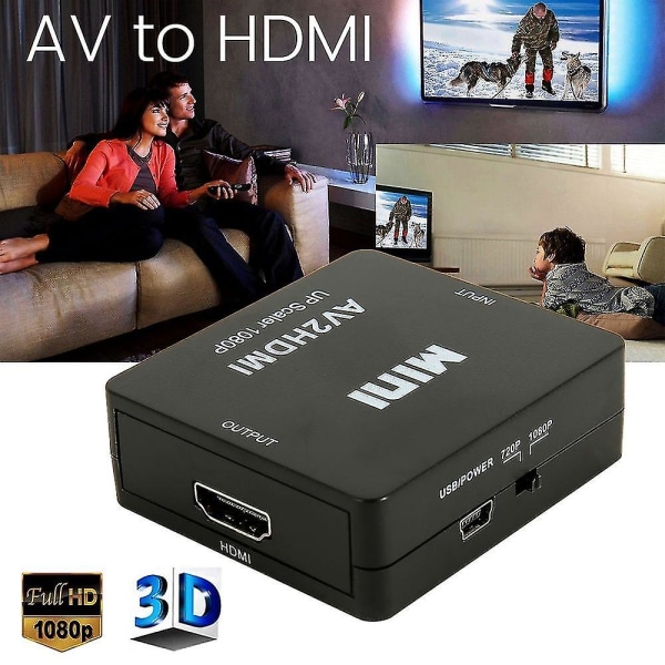 Mini Av Till Video Converter Hdmi Box 1080p Av2hdmi Rca Av Hdmi Cvbs till Hdmi Adapter För Hd Tv Ps3 Ps4 Pc Dvd Xbox Projektor