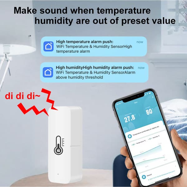 Zigbee Skjermløs Temperatur- og Fuktighetssensor, Tuya Smart Home Trådløs Temperatur- og Fuktighetssensor, ABS-materiale