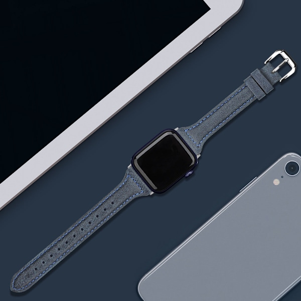 Nahkainen ranneke yhteensopiva Apple Watch 7 8:n kanssa, vaihtohihna miehille ja naisille grey 42/44/45/49mm