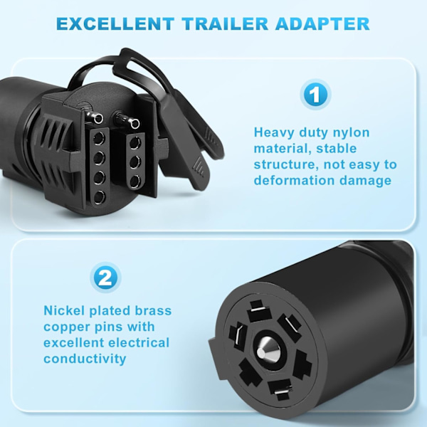 Trailer Stik Adapter, 2024 Ny 7-polet Trailer Lys Stik Adapter 2 i 1 Design - 7-polet til 4-polet Trailer Lys Adapter & 7-polet til 5-polet Flad Blad