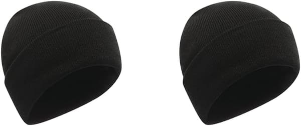 Varm stickad mössa med pompom för män, 2-pack, svart 2
