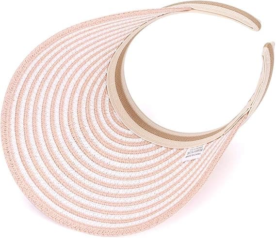 Den nye koreanske version af stråhat udendørs solhat strand solhat stribet dame pink