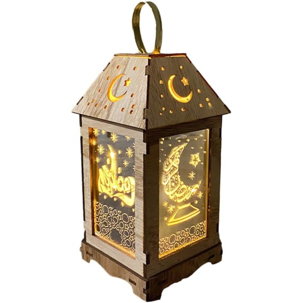 Eid Mubarak Laterne, Ramadan Dekoration Laterne-ljus Holz Lantern Marokkanische Vintage Laterne Deko Hngende Eid Lichter Mit Led Ohne Batterie, Ori Stil 3