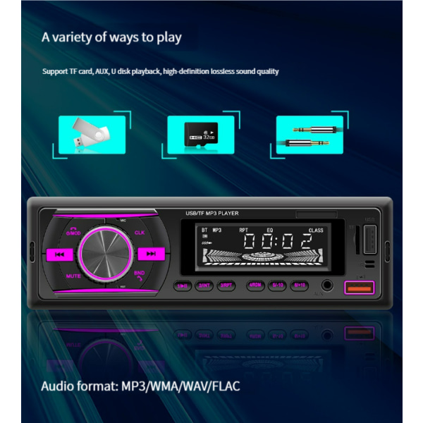Universal bil MP3 afspiller plug-in kort Bluetooth positionering find bil optagelse bil U disk effektforstærker radio