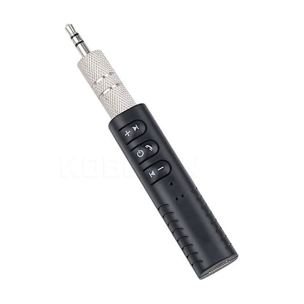 Universal 3,5 mm jack Bluetooth-bilsats Handsfree musik ljudmottagare adapter Auto AUX-kit kompatibel med högtalare hörlurar bilstereo Black