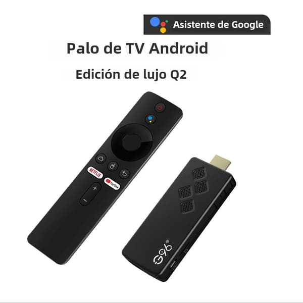 Q2 4K streaming TV-sticka, kompatibel med röstassistenter, stöder Android 13, fyrkärnig H313-processor, portabel mediaspelare. 2GB+16GB