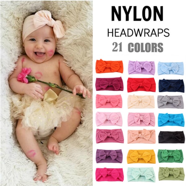 21 färger Nylon Stretch Print Baby Hårband Kreativ Gör-det-själv Dekorativa Barn Håraccessoarer