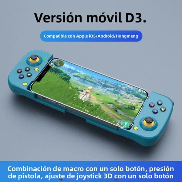 D8 Grå Bluetooth 5.2 Teleskopisk Spillkontroller, Kompatibel med Android, iOS, PS3, PS4, Switch, iPad