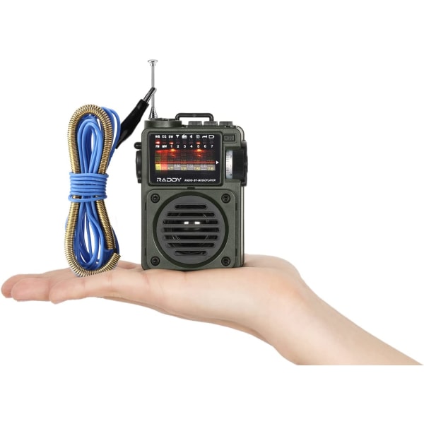 Portable Shortwave Small Radio AM/FM/on Laddningsbar Retro Digital Radio, Bluetooth, TF-kortmusikspelare, Extern antenn
