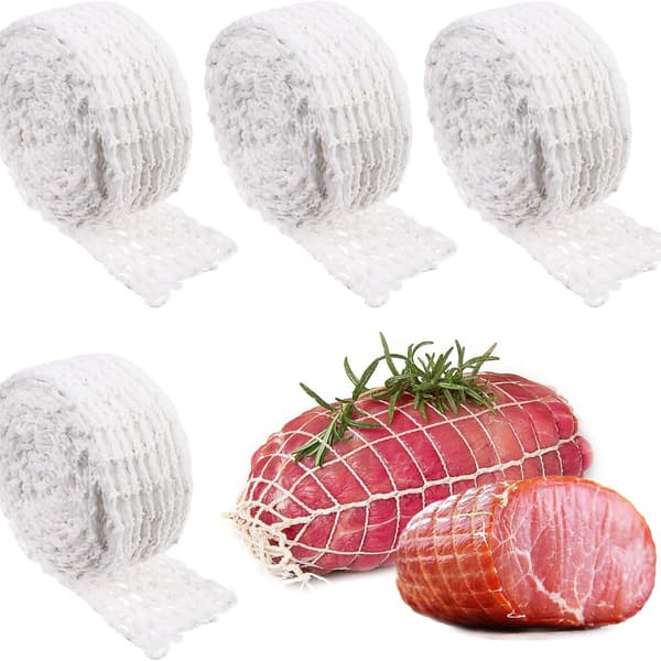 Set med 4 köttförpackningsnät Elastiska rökta kött Barbecue Ham Elbow Köttband-14414