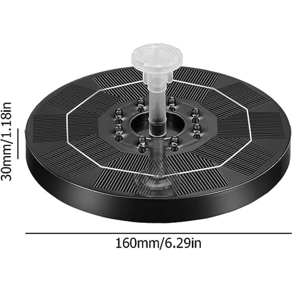 Solcellsdriven Utomhusfontän för Trädgård, Solcellsfontänpump med 6 Munstycken, 3.5W Solcellsfontänpump med Ljus för Fågelbad, Damm, Pool, Trädgårdsdekoration